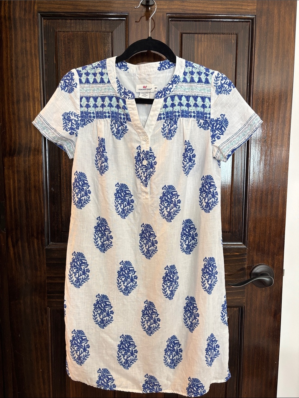 Vineyard Vines Linen Block Print Dress XXS